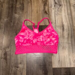 VS PINK Ultimate Sports Bra Medium Pink Tie Dye Mesh Racerback Gym